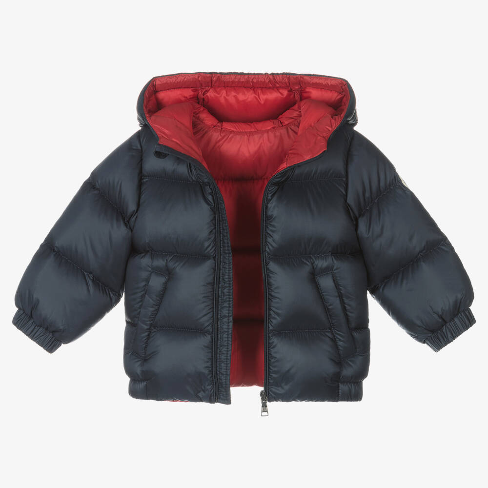 Moncler Enfant-جاكيت بافر هودي Macaire لون كحلي مبطن بريش | Childrensalon