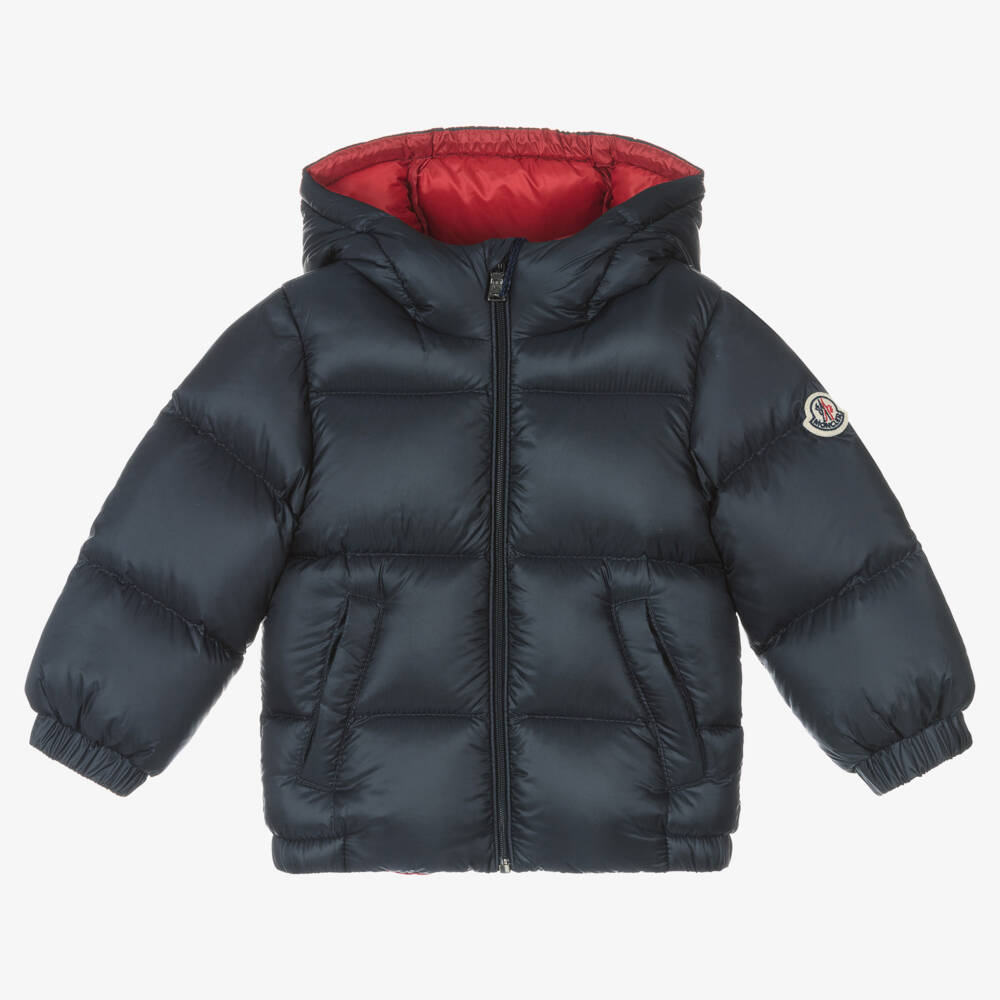 Moncler Enfant-جاكيت بافر هودي Macaire لون كحلي مبطن بريش | Childrensalon