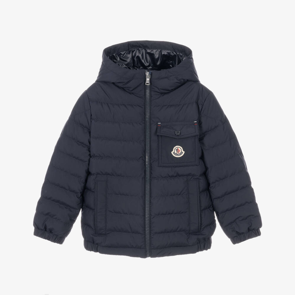 Moncler Enfant-Boys Navy Blue Quillon Hooded Down Jacket | Childrensalon