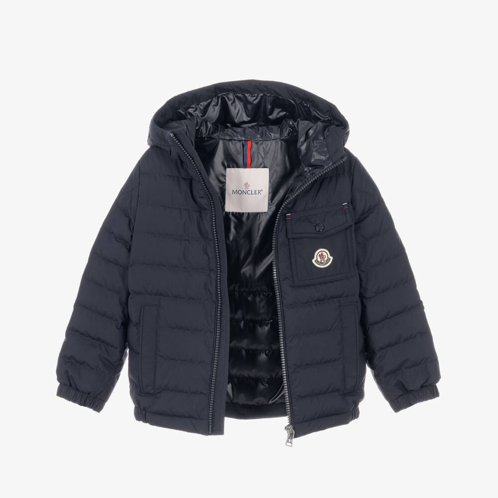Moncler Enfant-Boys Navy Blue Quillon Hooded Down Jacket | Childrensalon