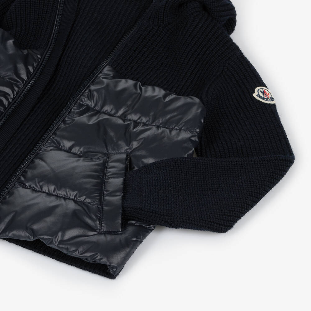 Moncler Enfant-توب بسحاب مبطن صوف لون كحلي للأولاد | Childrensalon