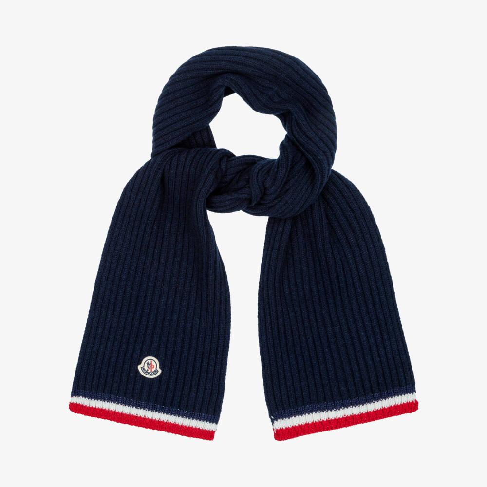 Moncler Enfant-Boys Navy Blue Wool Gloves & Scarf Set | Childrensalon
