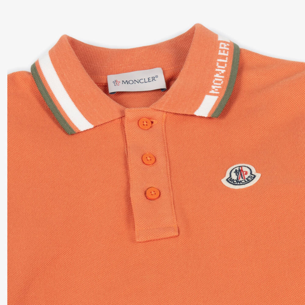 Moncler Enfant-Boys Orange Cotton Polo Shirt | Childrensalon