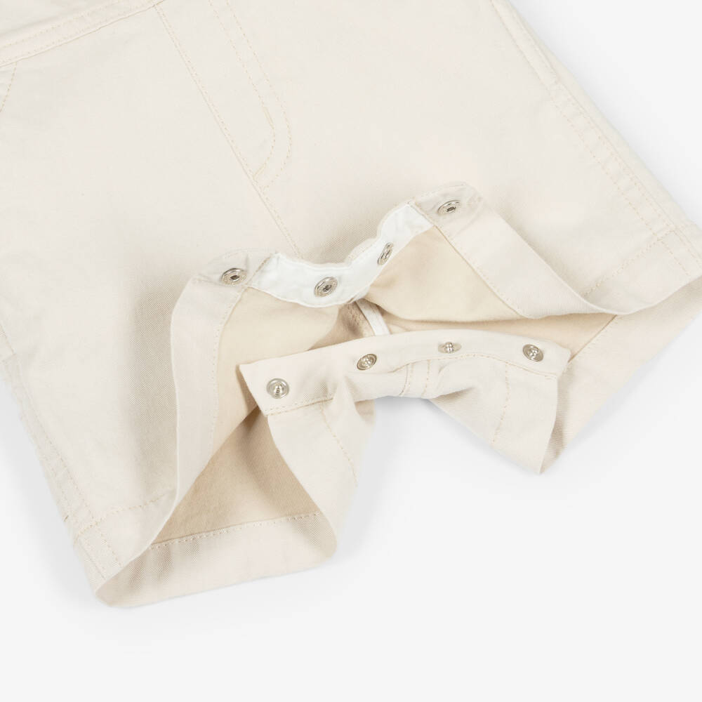 Moncler Enfant-Boys Pale Beige Cotton Short Dungarees | Childrensalon