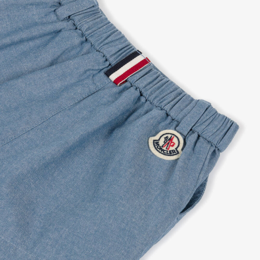Moncler Enfant-Boys Pale Blue Chambray Shorts | Childrensalon