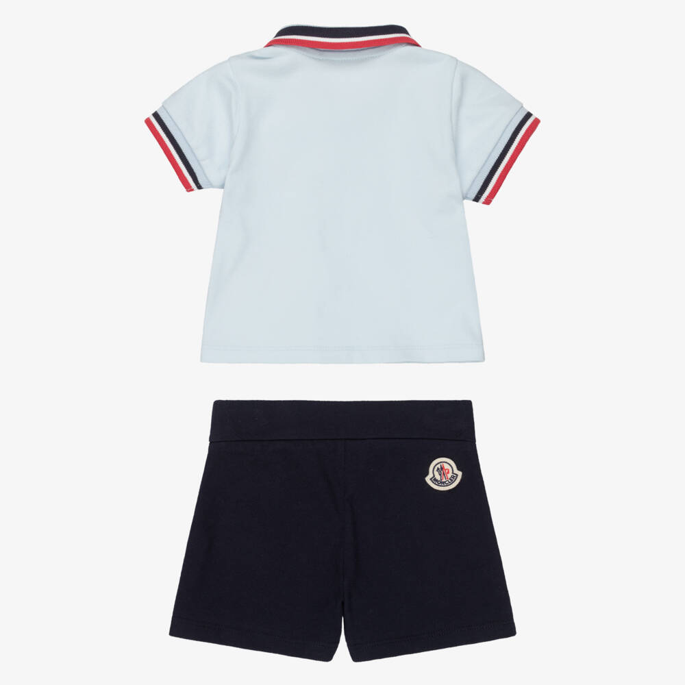 Moncler Enfant-Boys Pale & Navy Blue Cotton Shorts Set | Childrensalon