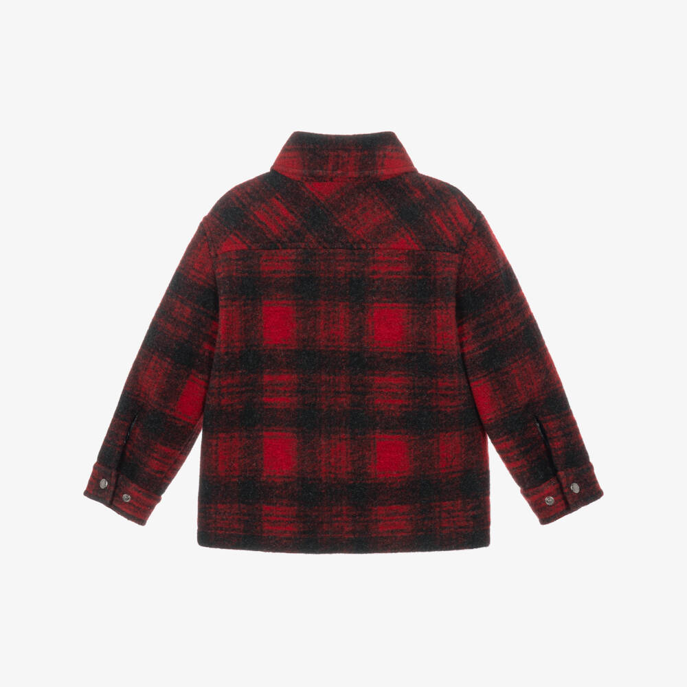 Moncler Enfant-Boys Red & Black Check Short Jacket | Childrensalon