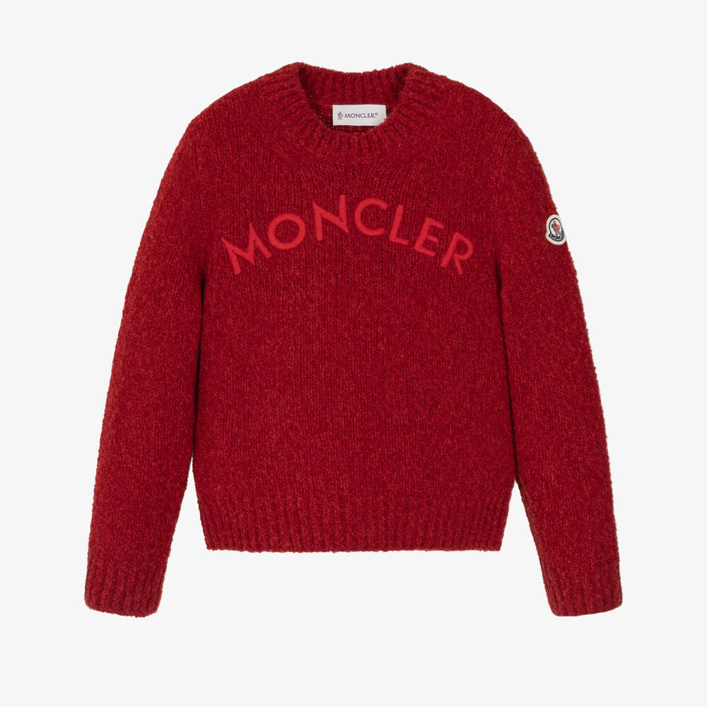 Moncler Enfant-Boys Red Boucle Logo Sweater | Childrensalon