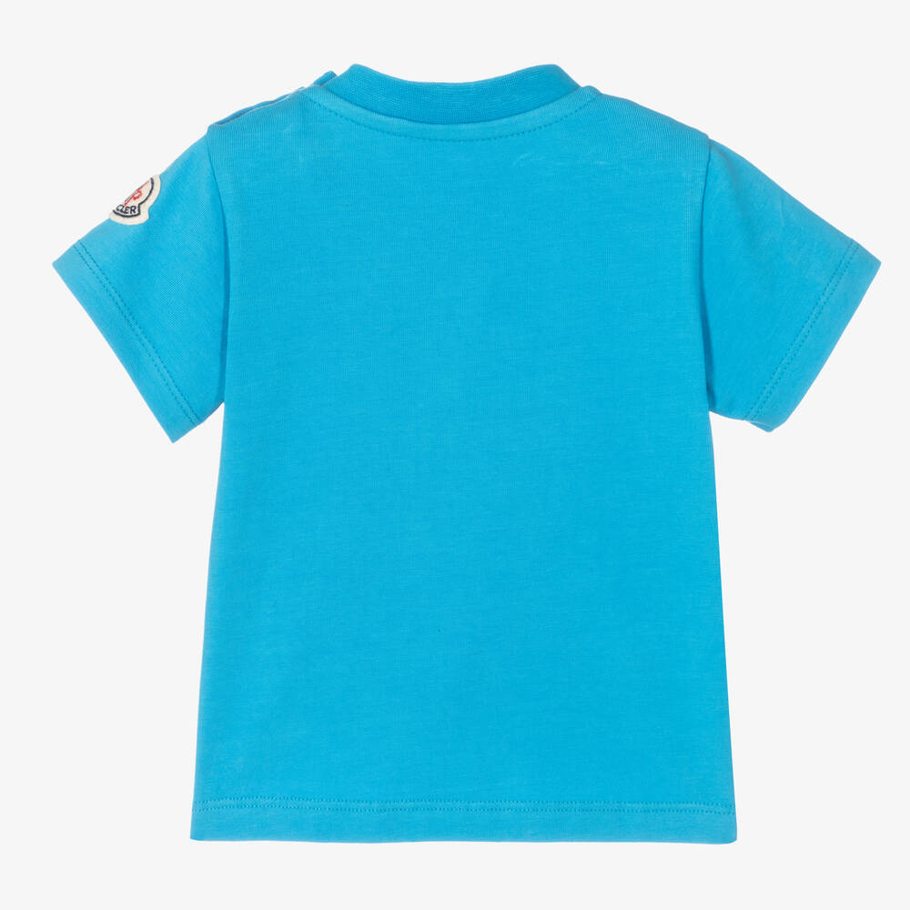 Moncler Enfant-Boys Turquoise Blue Cotton T-Shirt | Childrensalon