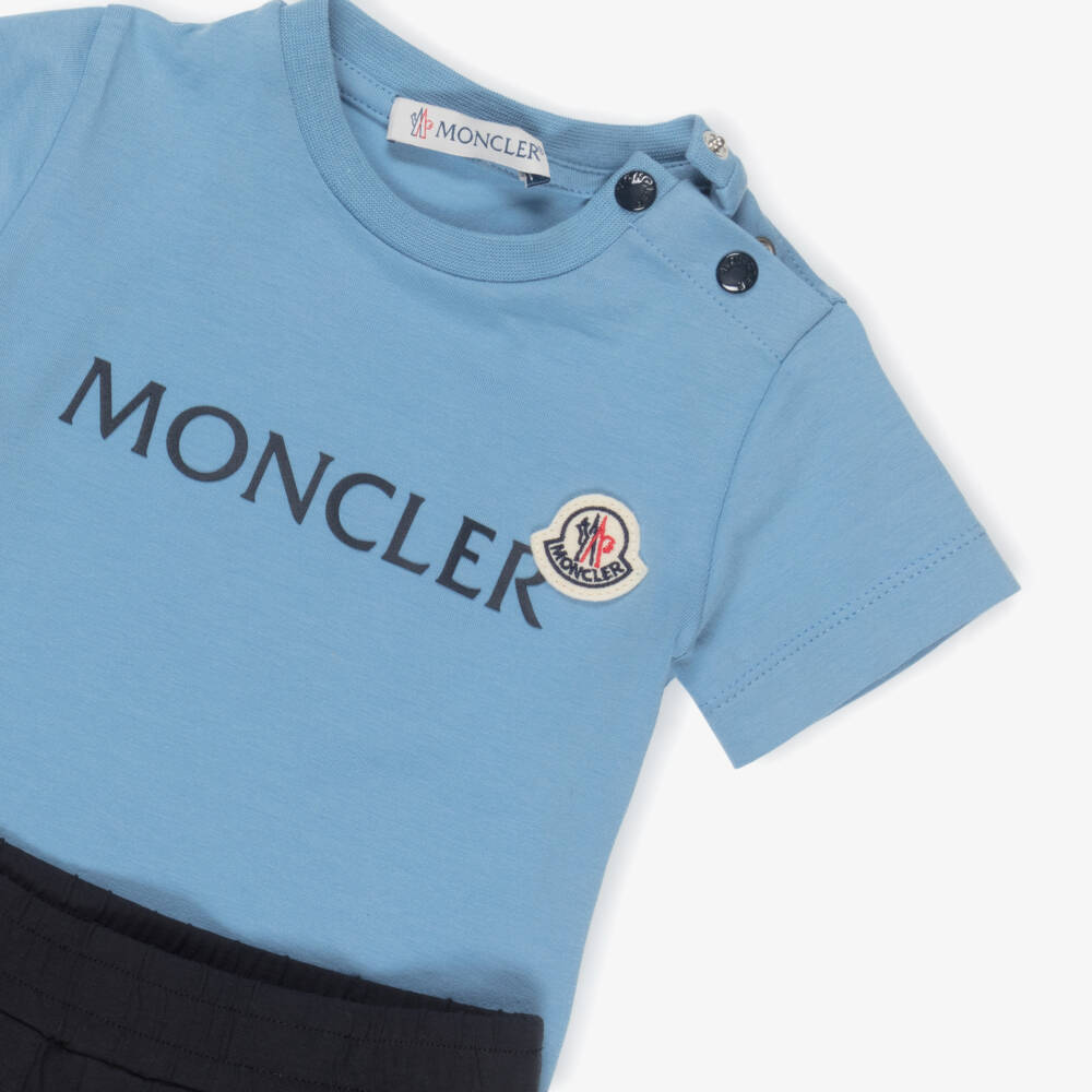 Moncler Enfant-Boys Two Tone Blue Cotton Shorts Set | Childrensalon