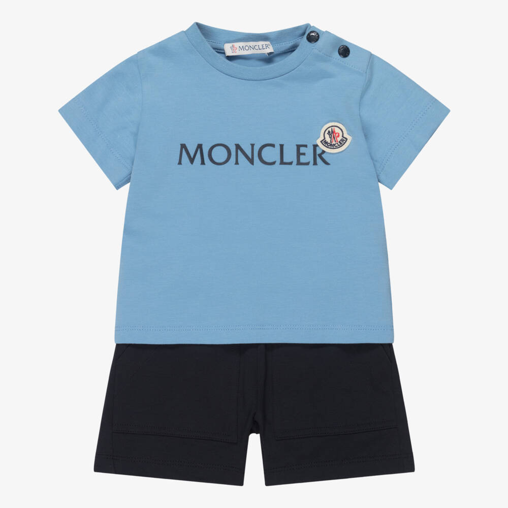 Moncler Enfant-Boys Two Tone Blue Cotton Shorts Set | Childrensalon