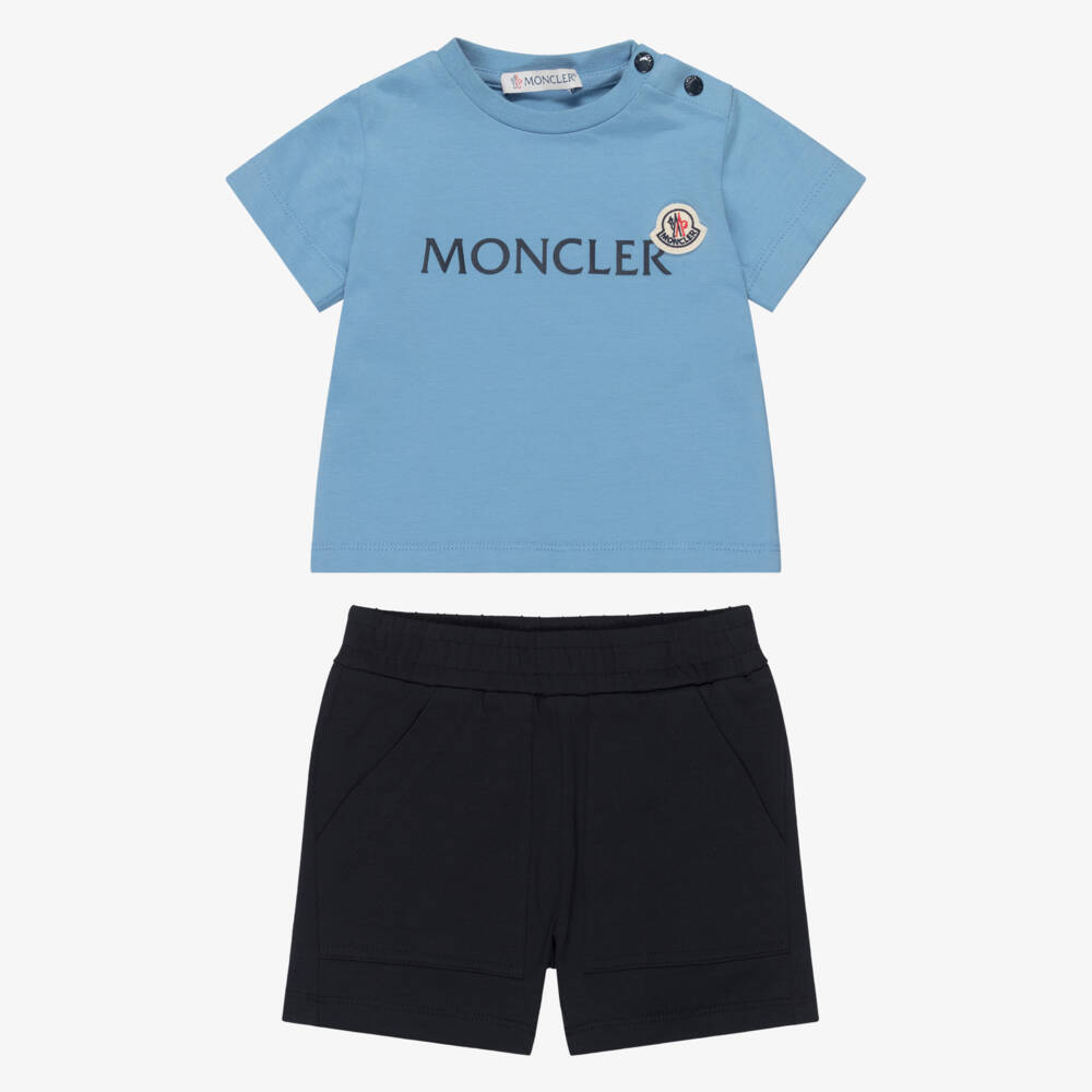 Moncler Enfant-Boys Two Tone Blue Cotton Shorts Set | Childrensalon