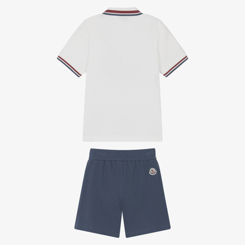 Moncler Enfant-Boys White & Blue Cotton Shorts Set | Childrensalon