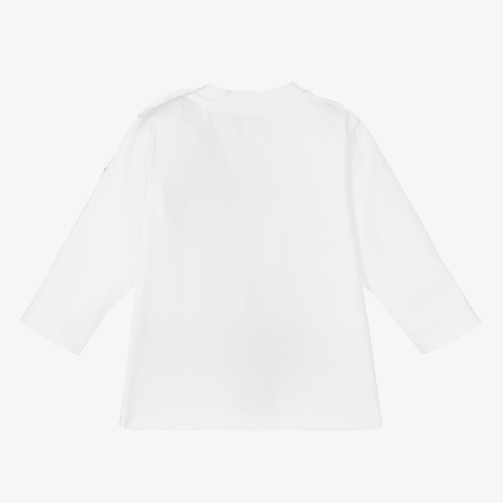 Moncler Enfant-Boys White Cotton Logo Top | Childrensalon