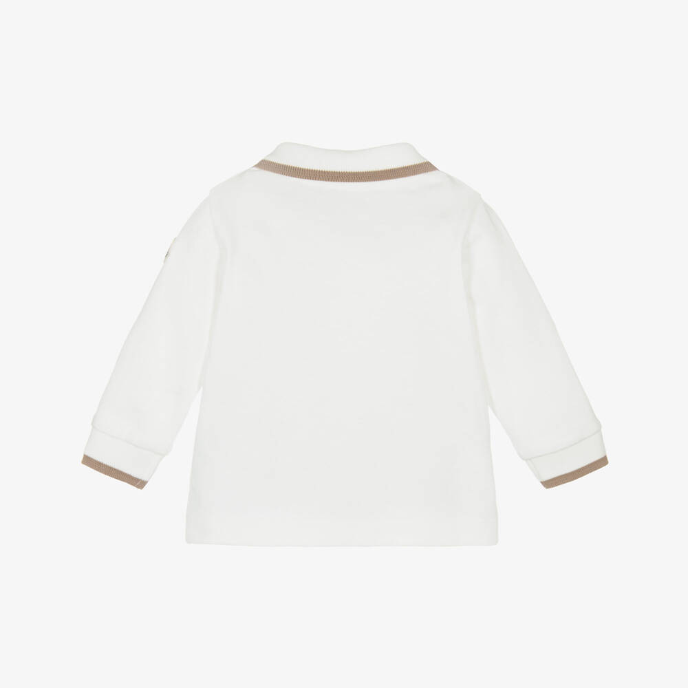 Moncler Enfant-Boys White Cotton Piqué Bear Logo Polo Shirt | Childrensalon
