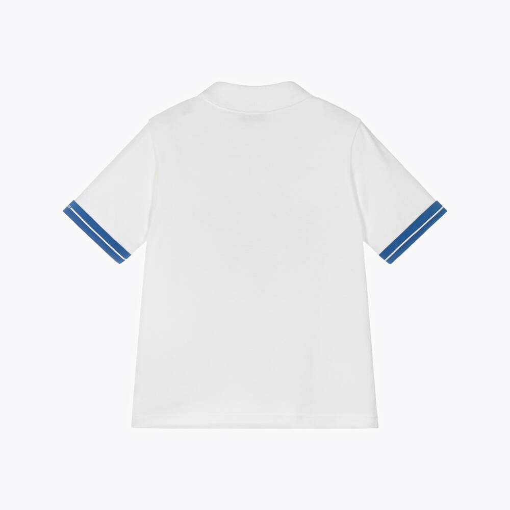 Moncler Enfant-تيشيرت بولو قطن لون أبيض للأولاد | Childrensalon