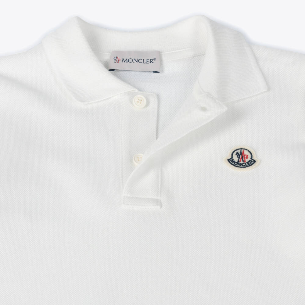 Moncler Enfant-تيشيرت بولو قطن لون أبيض للأولاد | Childrensalon