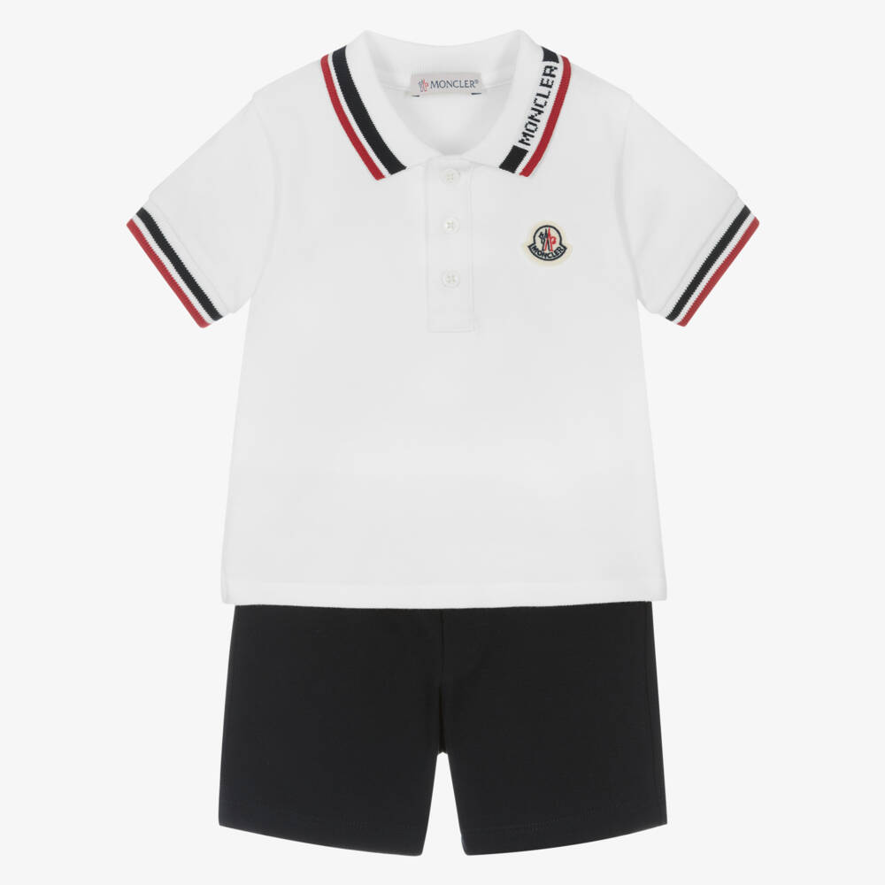 Moncler Enfant-Boys White Cotton Shorts Set | Childrensalon