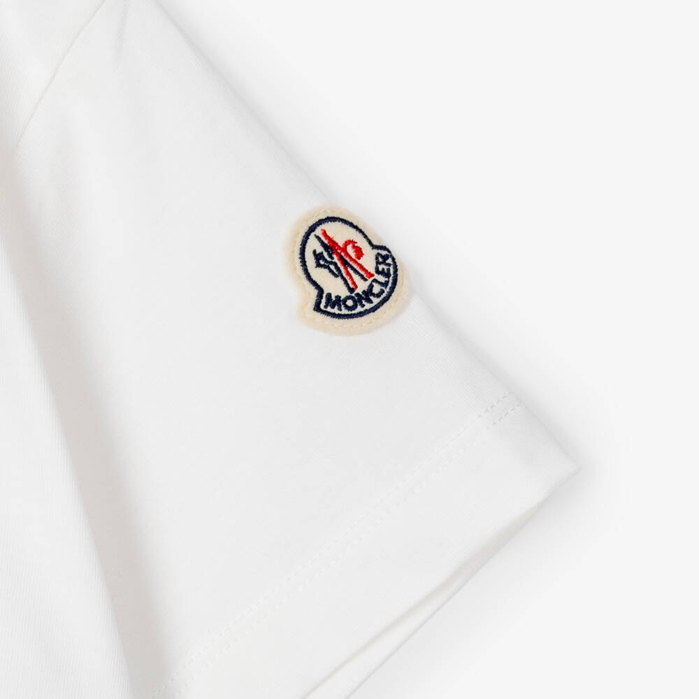Moncler Enfant-Boys White Cotton Tic Tac Toe Print T-shirt | Childrensalon