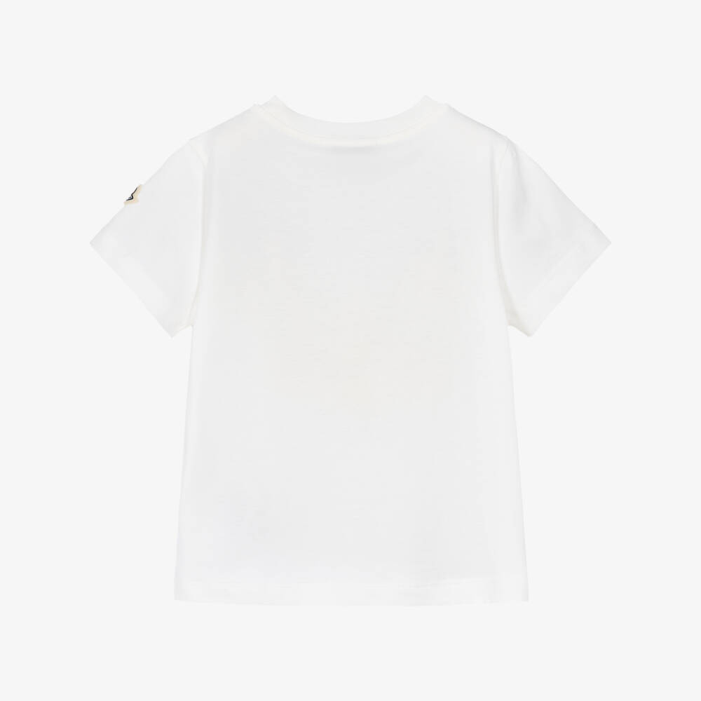 Moncler Enfant-Boys White Cotton Tic Tac Toe Print T-shirt | Childrensalon