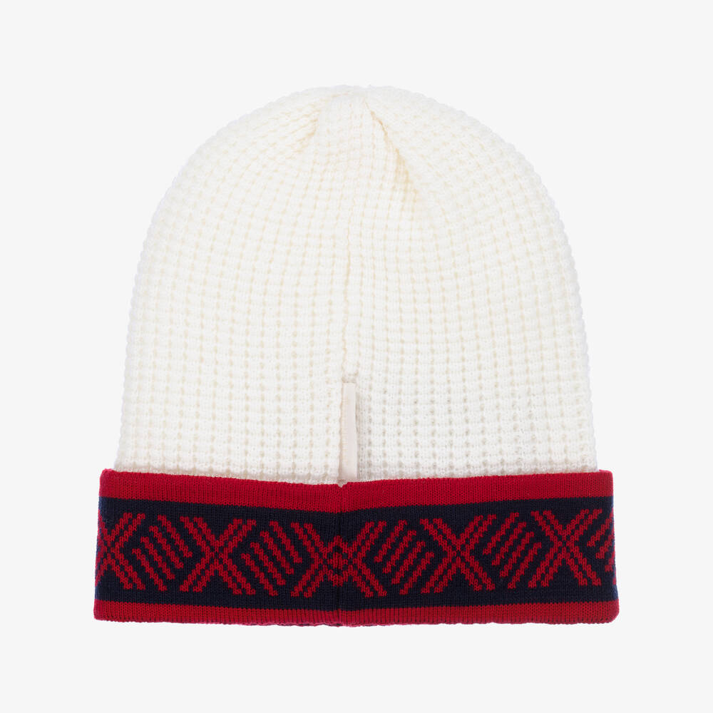 Moncler Enfant-Белая шерстяная шапка для мальчиков | Childrensalon