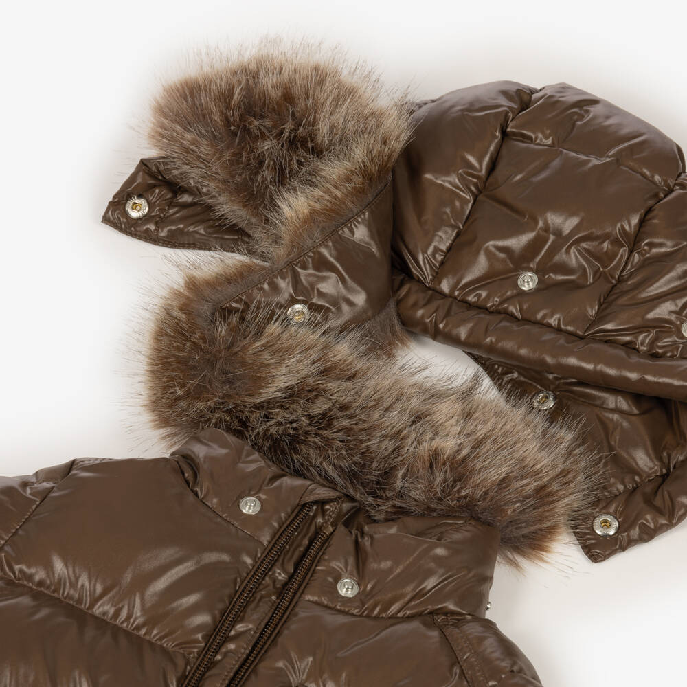 Moncler Enfant-Brown K2F Down Padded Hooded Jacket | Childrensalon