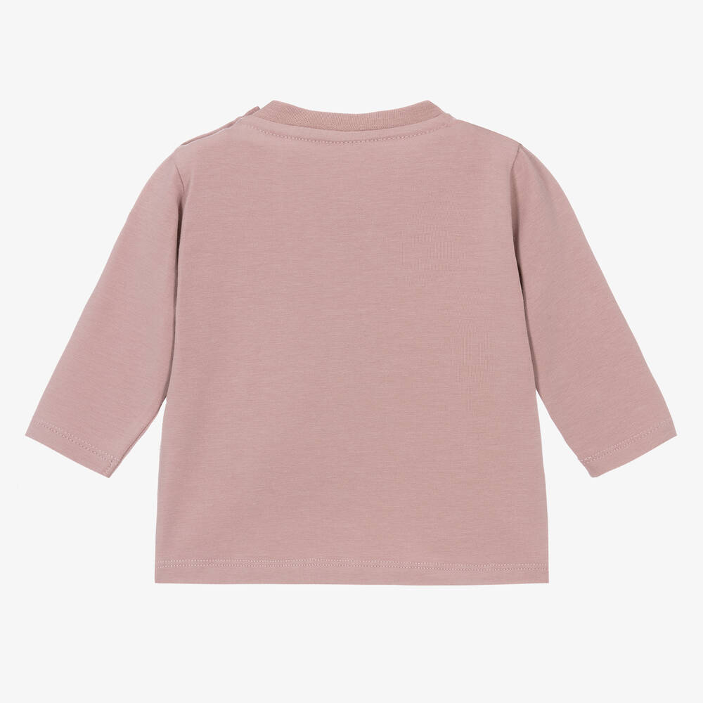 Moncler Enfant-توب قطن جيرسي لون زهري للأطفال | Childrensalon