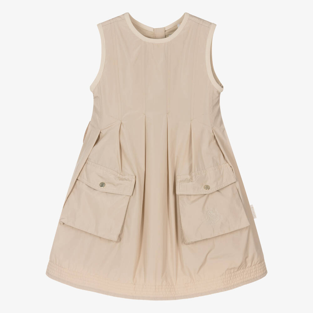 Moncler Enfant-فستان لون بيج مع حزام | Childrensalon