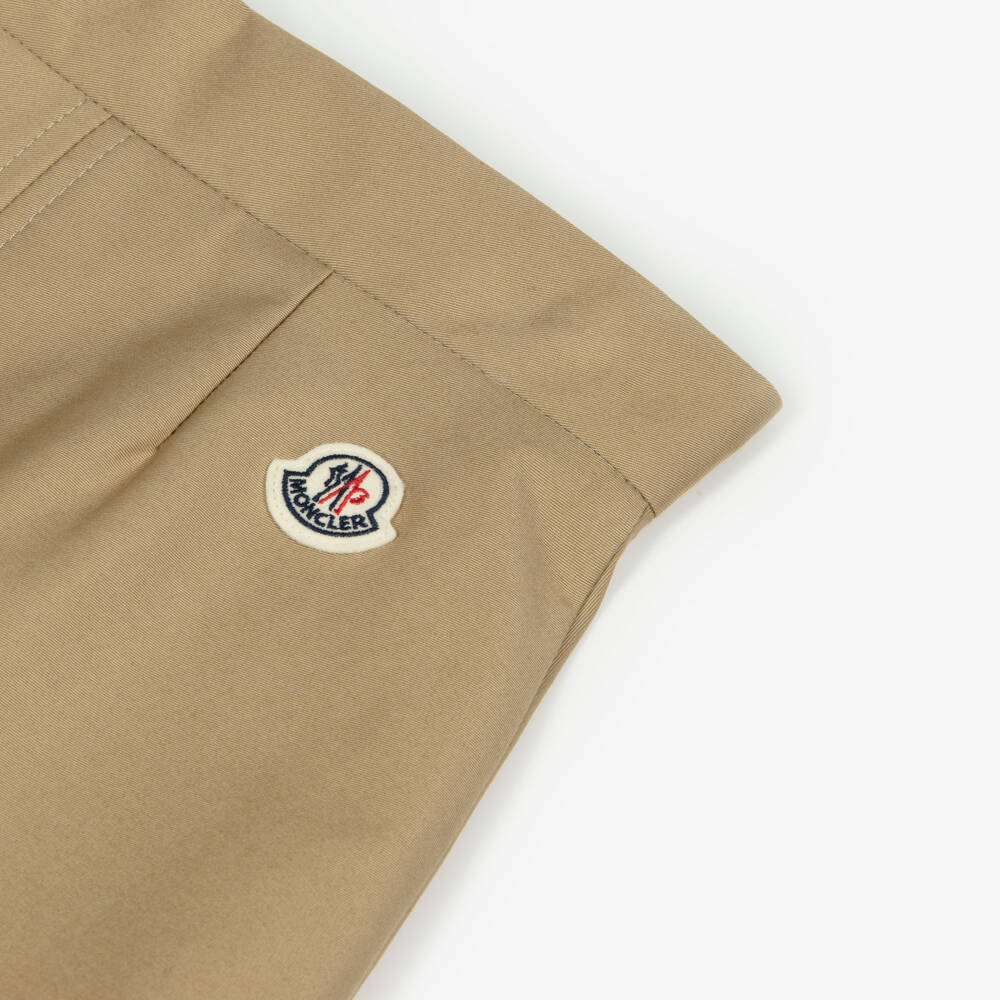 Moncler Enfant-Girls Beige Pleated Cotton Skirt | Childrensalon