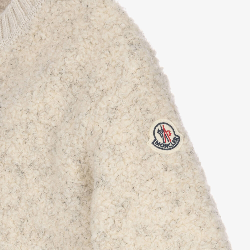 Moncler Enfant-Girls Beige Teddy Fleece Wide Leg Trouser Set | Childrensalon