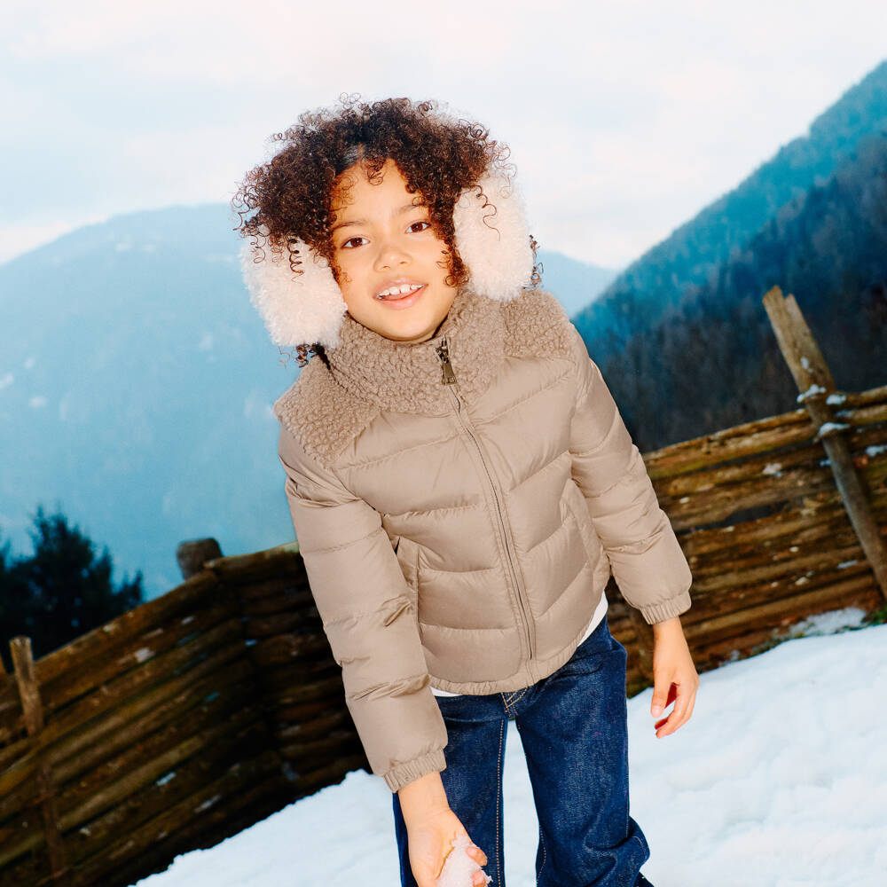 Moncler Enfant-Куртка-пуховик Vard кремовая для девочек | Childrensalon