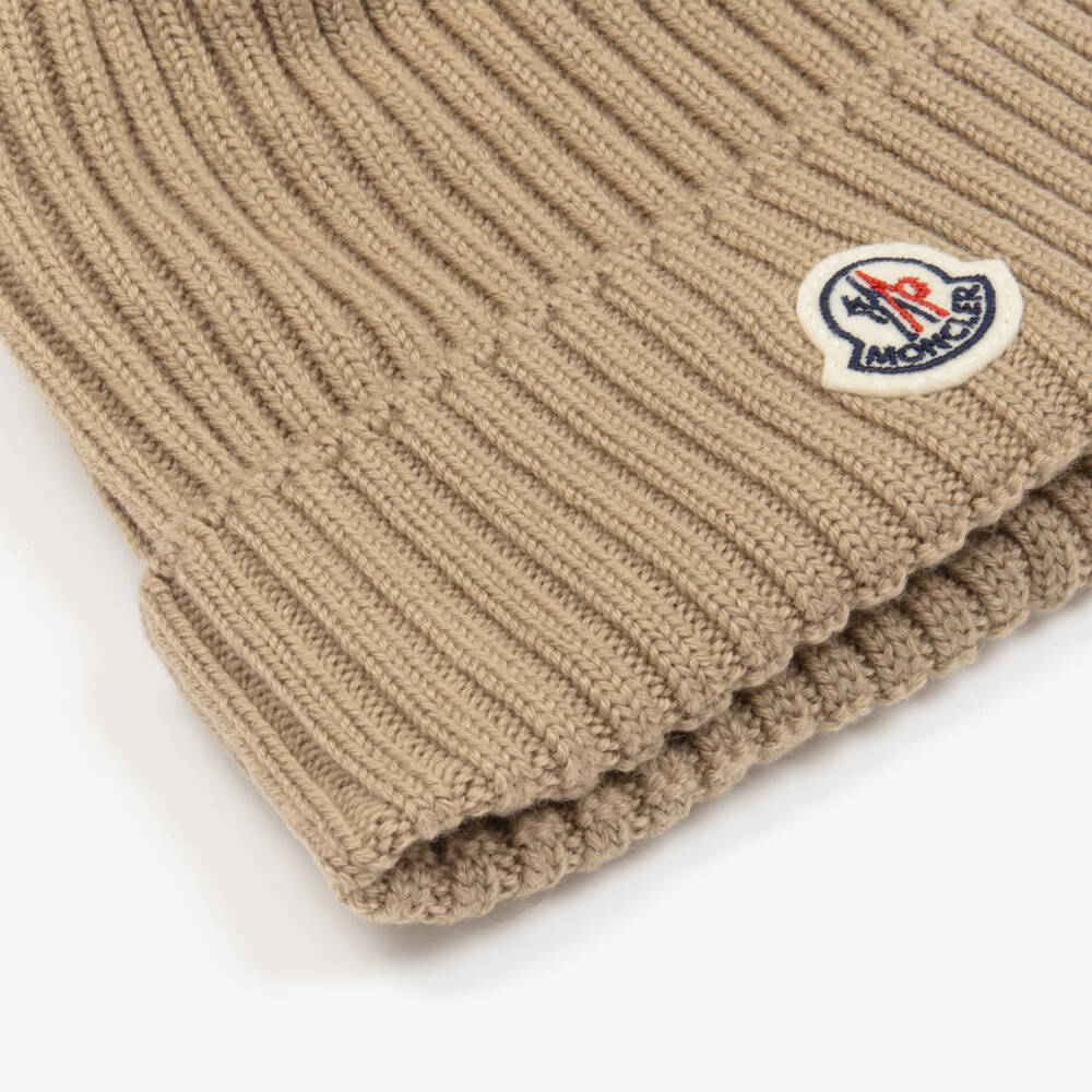 Moncler Enfant-Girls Beige Wool Pom-Pom Hat | Childrensalon