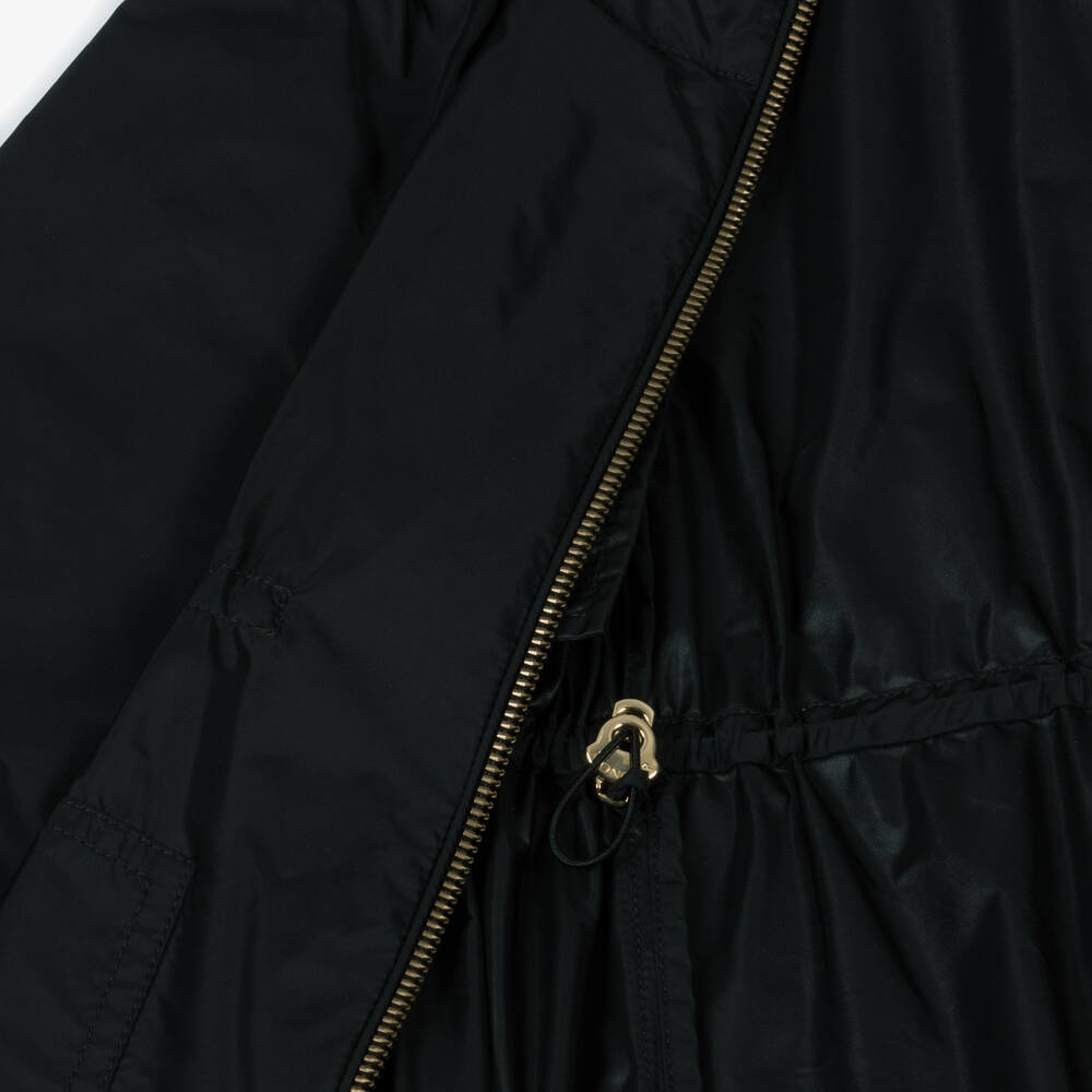 Moncler Enfant-Girls Black Bessie Long Coat | Childrensalon
