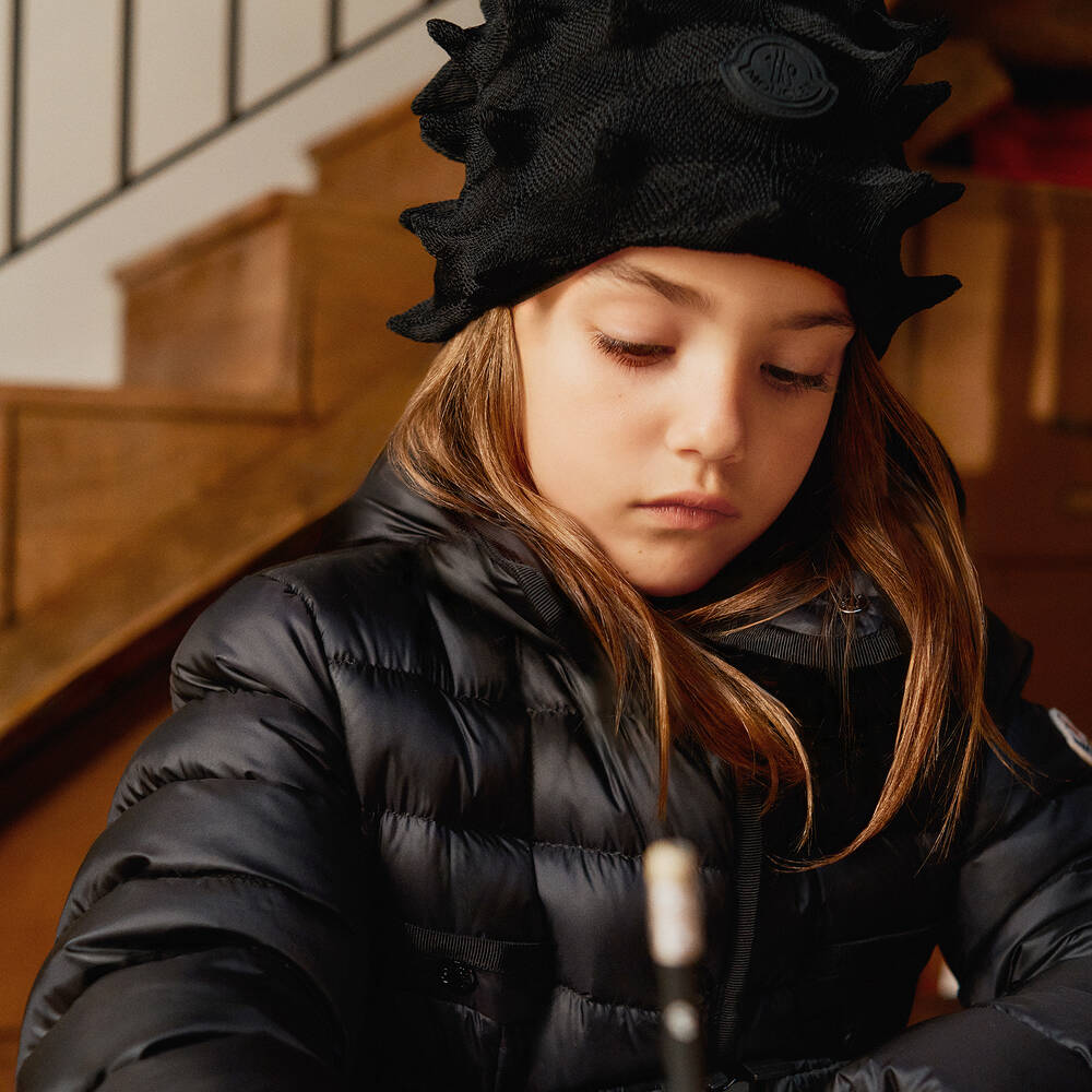 Moncler Enfant-Girls Black Charpal Down Padded Puffer Coat | Childrensalon