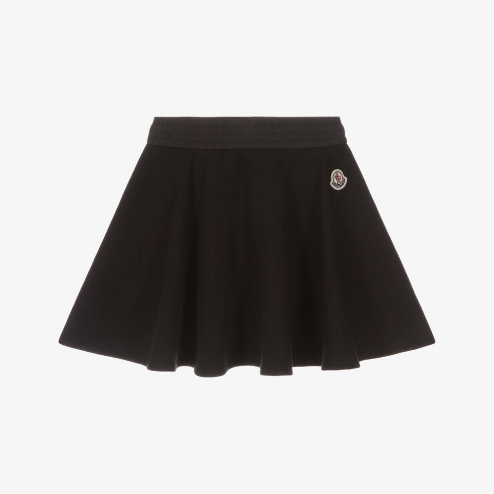Moncler Enfant-Girls Black Cotton Jersey Skater Skirt | Childrensalon