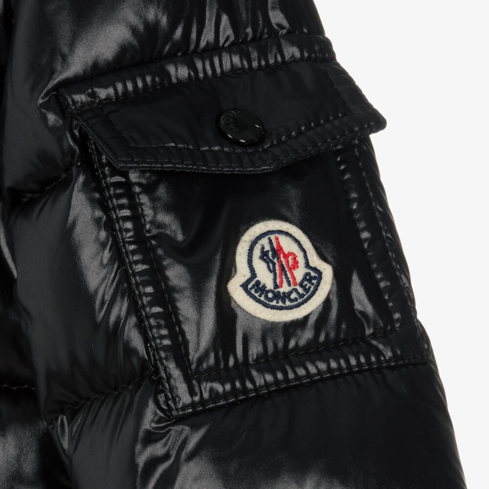 Moncler Enfant-جاكيت بافر مبطن بريش لون أسود للبنات | Childrensalon