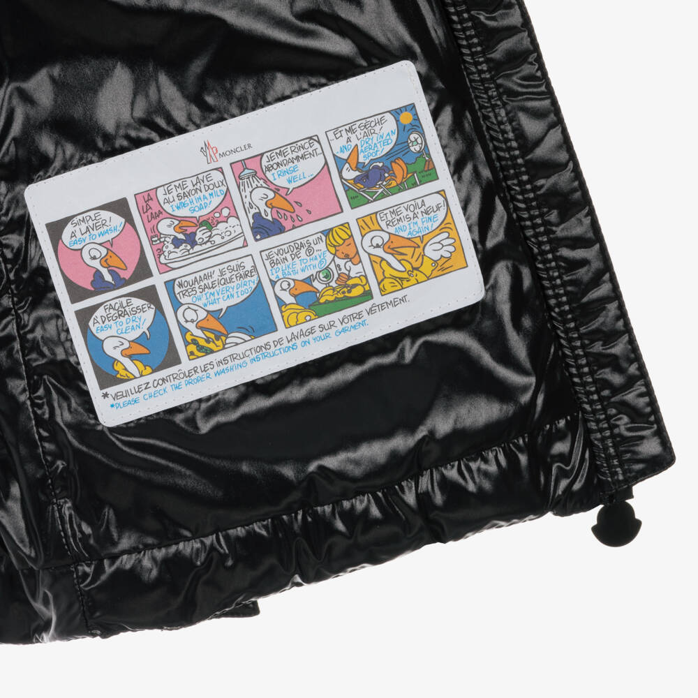 Moncler Enfant-جاكيت بافر مبطن بريش لون أسود للبنات | Childrensalon