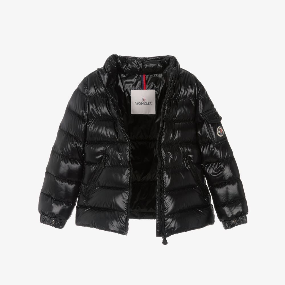 Moncler Enfant-جاكيت بافر مبطن بريش لون أسود للبنات | Childrensalon