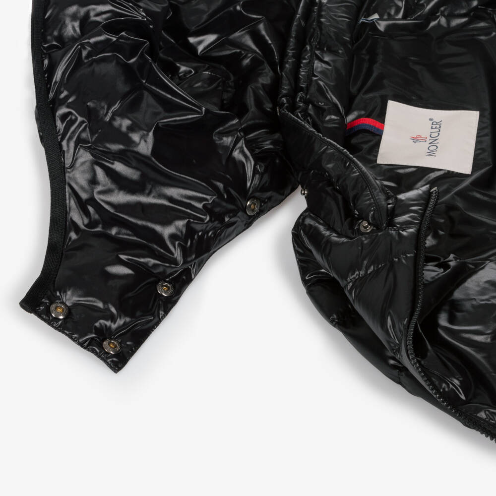 Moncler Enfant-جاكيت بافر مبطن بريش لون أسود للبنات | Childrensalon