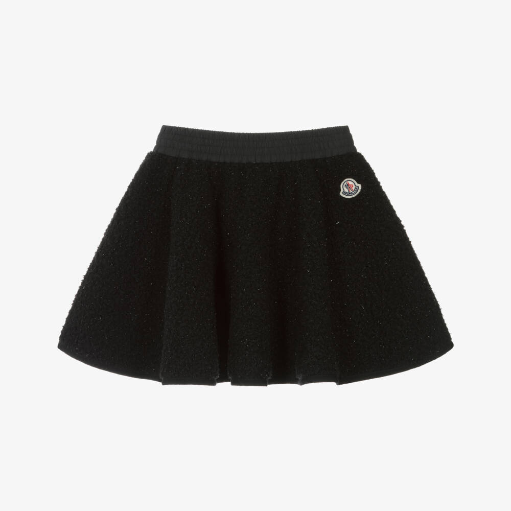 Moncler Enfant-Юбка солнце черная из блестящего флиса для девочек | Childrensalon