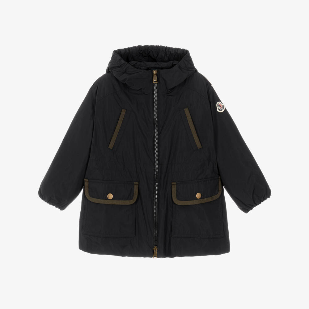 Moncler Enfant-Girls Black Thalia Hooded Parka Coat | Childrensalon