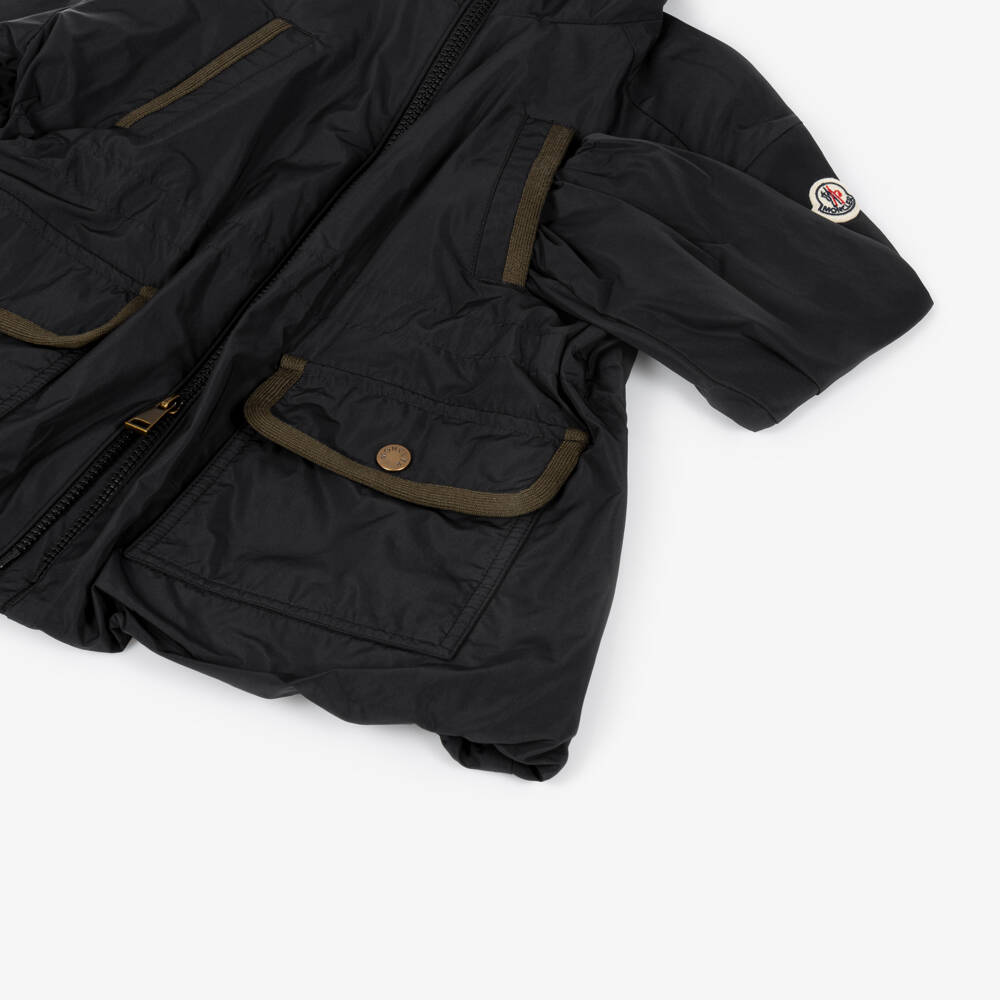 Moncler Enfant-Girls Black Thalia Hooded Parka Coat | Childrensalon