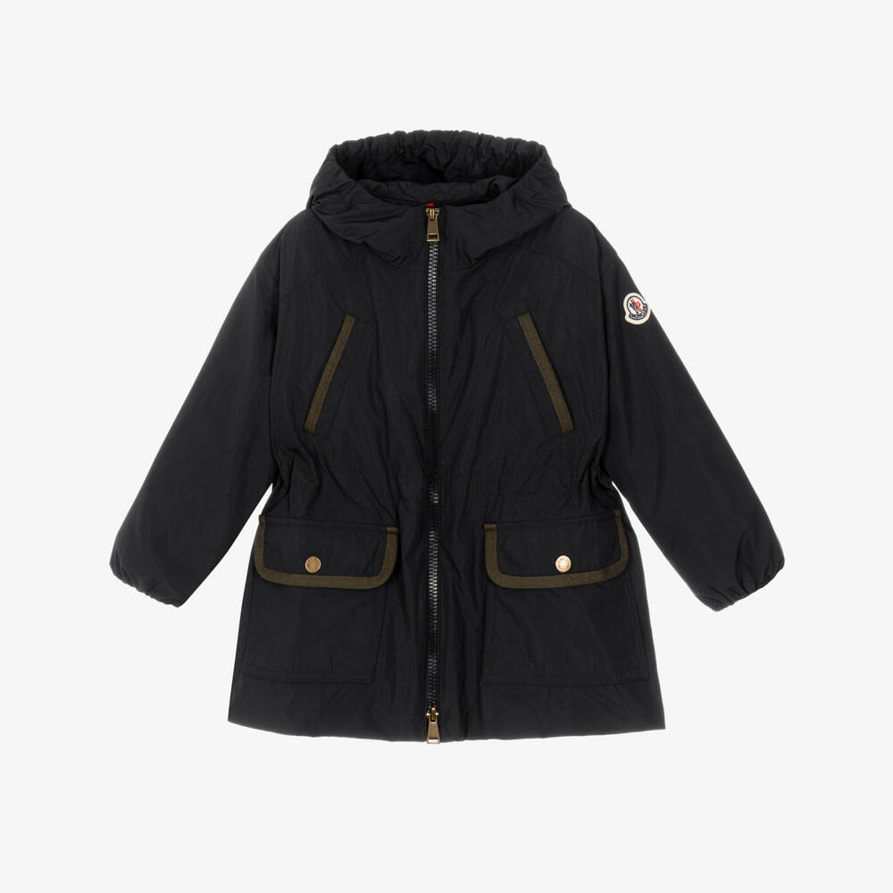 Moncler Enfant-Girls Black Thalia Hooded Parka Coat | Childrensalon