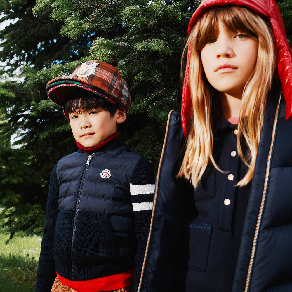 Moncler Enfant-فستان قطن جيرسي لون كحلي | Childrensalon