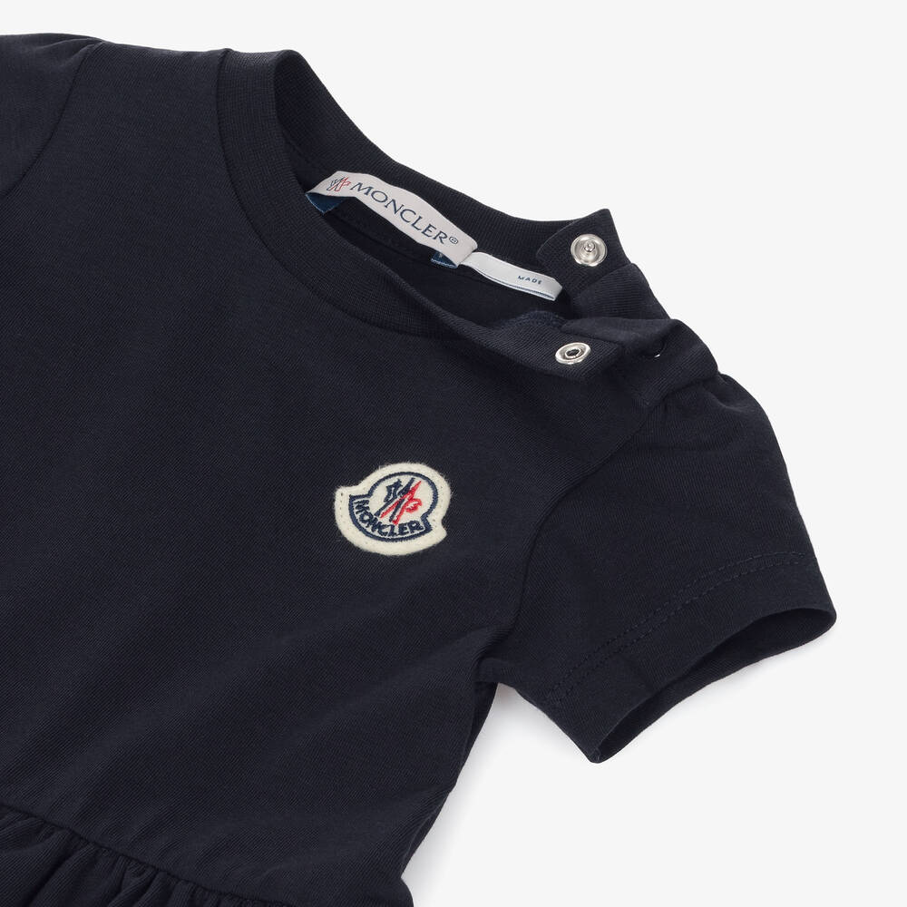 Moncler Enfant-Girls Blue Cotton Jersey Tiered Dress | Childrensalon