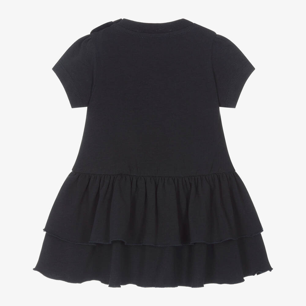 Moncler Enfant-Girls Blue Cotton Jersey Tiered Dress | Childrensalon