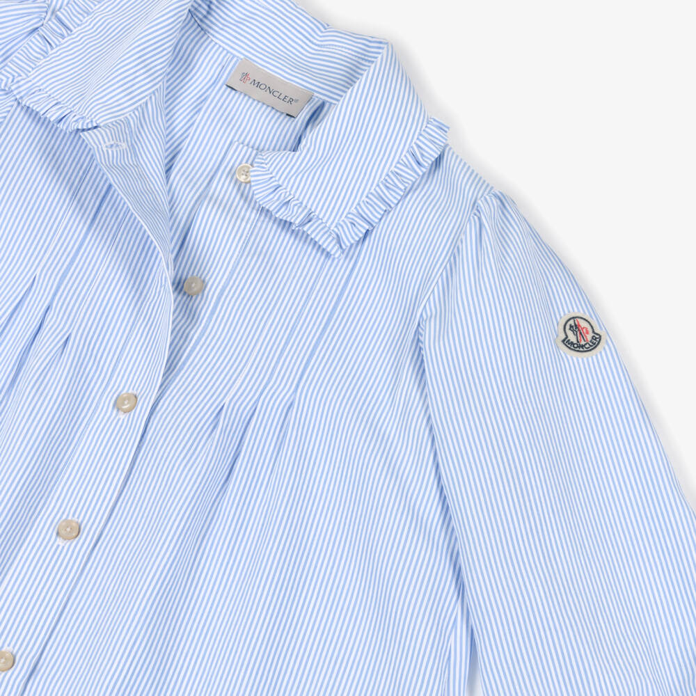 Moncler Enfant-Girls Blue & White Striped Shirt Dress | Childrensalon