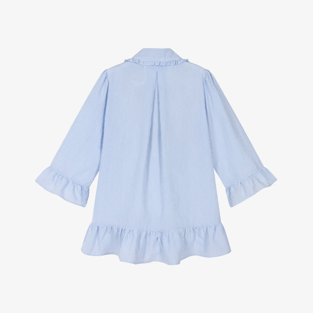 Moncler Enfant-Girls Blue & White Striped Shirt Dress | Childrensalon