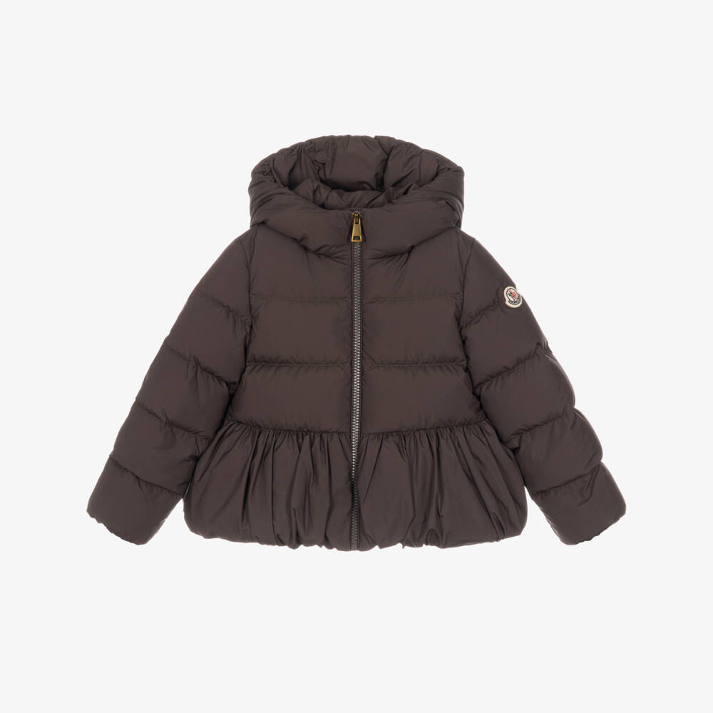Moncler Enfant-Girls Brown Elizaveta Hooded Down Jacket | Childrensalon