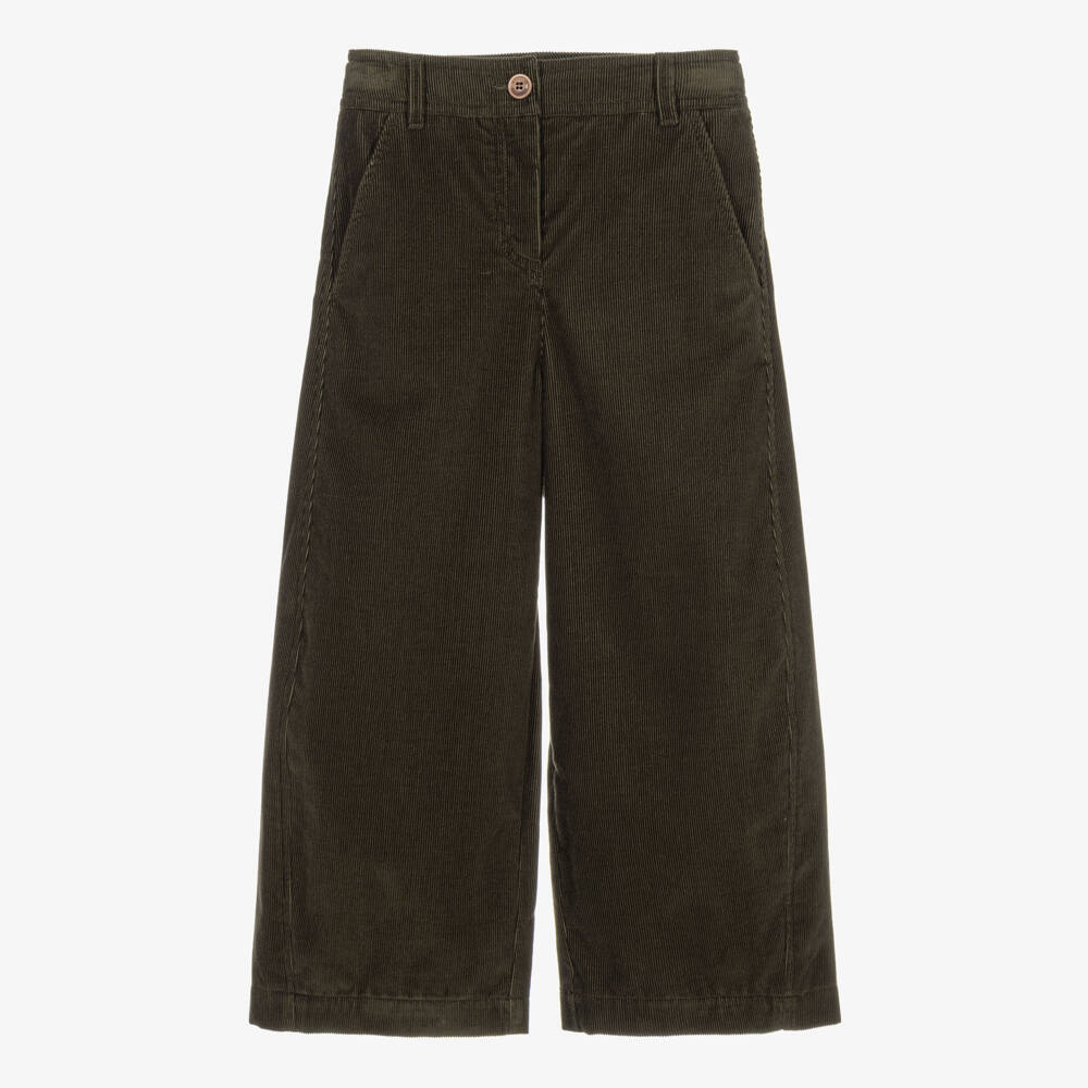 Moncler Enfant-Girls Chocolate Brown Wide Leg Corduroy Trousers | Childrensalon